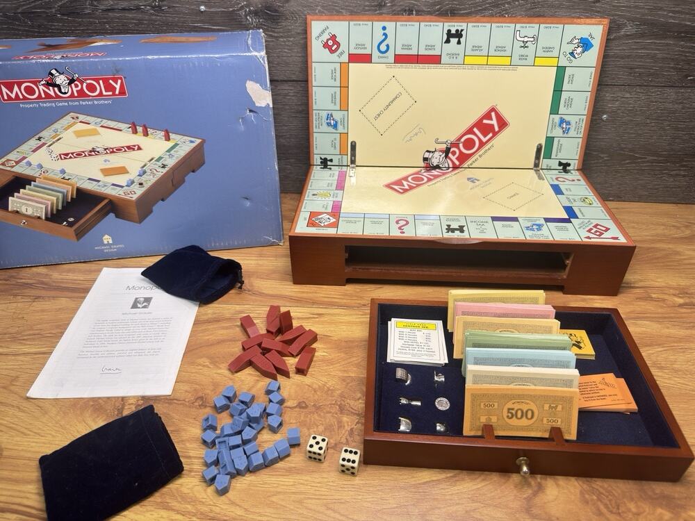 2002 Monopoly Michael Graves Designer Edition Wooden Box With Cabinet Drawer